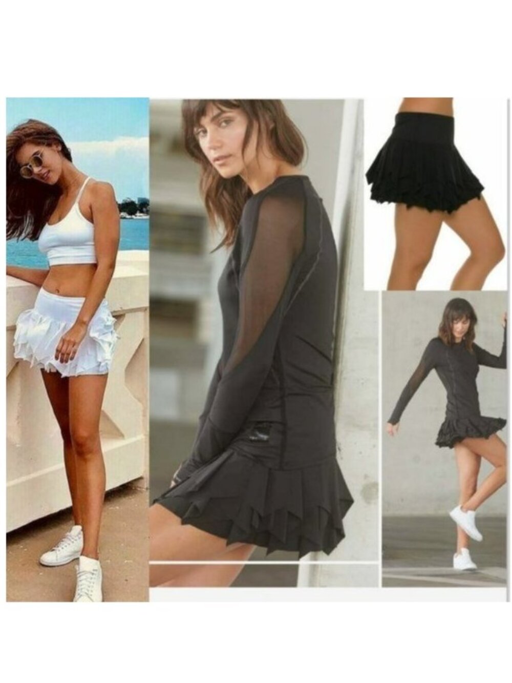 Nwt BLACK Rare Lucky In Love Tennis Skirt Skort Shorts XS - BLACK